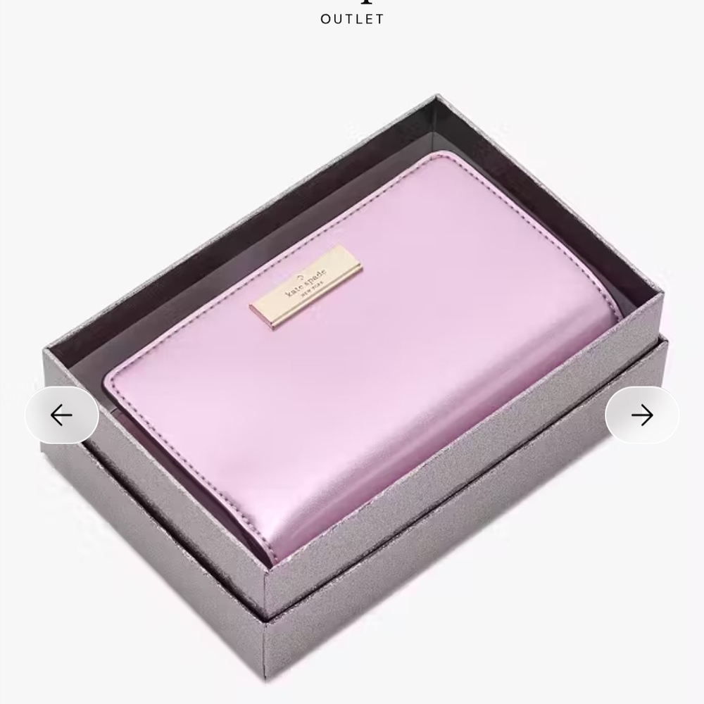 kate spade Metallic Lilac Flap Wallet with Gold Plaque - Picture 5 of 5